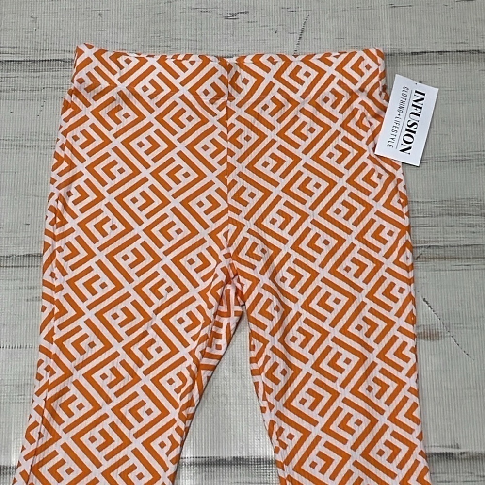 Ces Femme Pants Womens Medium Orange You Glad NWT Pattern Bootcut Geometric - Picture 5 of 11